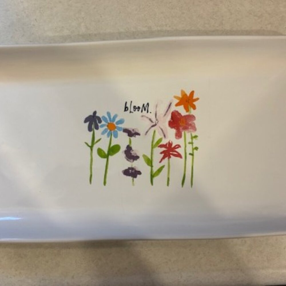 Rae Dunn Artisan Collection Spring Bloom Plate Tray Dish Flowers 14.5 x "7"